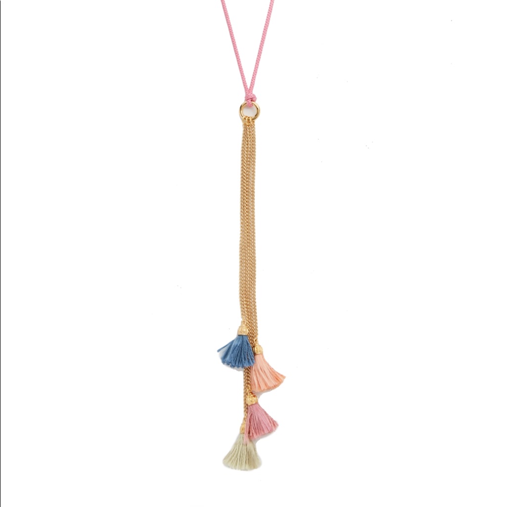 Ben-Amun Tassel Y Necklace With Gold Plated Chains